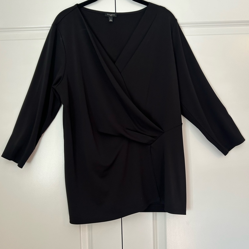 Talbots Plus Size Black  V-Neck Blouse